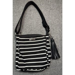 Madden Girl Black/ White Striped Crossbody Bag